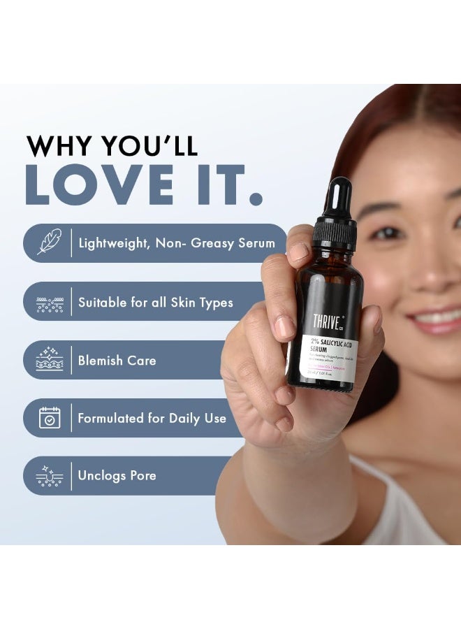 ThriveCo 2% Salicylic Acid Face Serum | Helps Reduce Acne & Blackheads | Controls Oil & Unclogs Pores | Exfoliating Serum for Oily & Acne-Prone Skin | 30 ml - Image 3